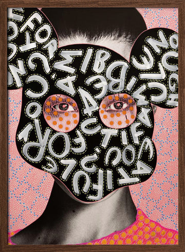 Vibrant Letter Mask Portrait | Poster - Walnut Frame Interior