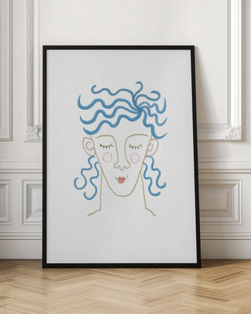 Dreamy Blue Hair Woman | Poster - Room Interior 1