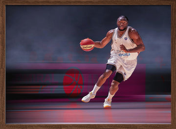 Focused Basketball Player | Poster - Walnut Frame Interior