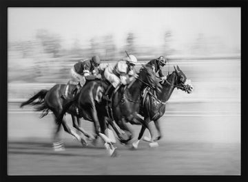 Galloping Racehorses | Poster - Black Metal Frame Interior