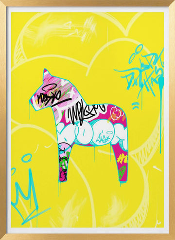Graffiti Dala Horse | Poster - Gold Frame Interior