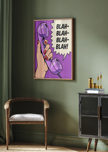 Blah Blah Retro Phone | Poster - Room Interior 2