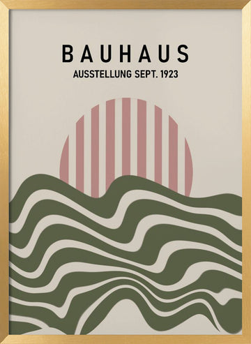 Bauhaus Desert Sun | Poster - Gold Frame Interior
