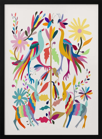 Vibrant Folk Creatures | Poster - Black Metal Frame Interior