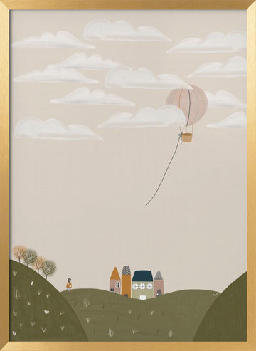 Dreamy Village Journey | Poster - Gold Frame Interior