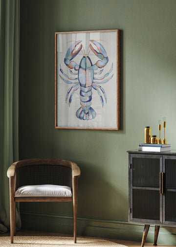 Watercolor Blue Lobster | Poster - Room Interior 2