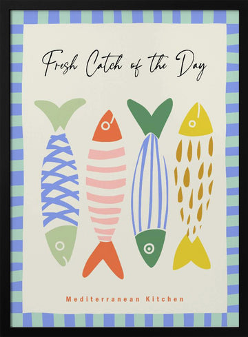 Colorful Mediterranean Fish | Poster - Black Metal Frame Interior
