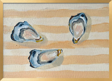 Coastal Oysters on Stripes | Poster - Gold Frame Interior