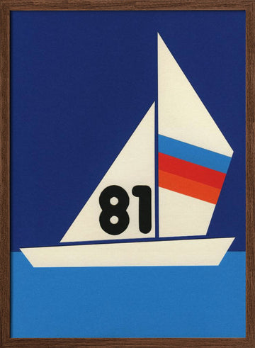 Blue Water Sailing 81 | Poster - Walnut Frame Interior