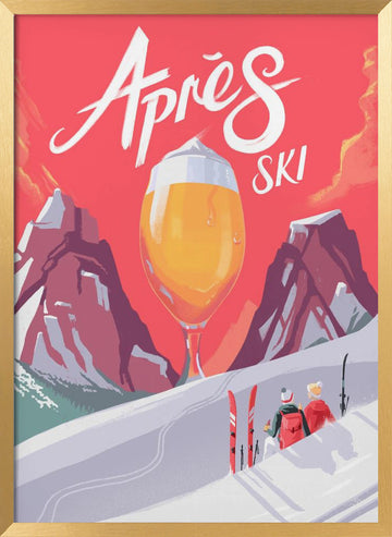 Retro Après Ski Celebration | Poster - Gold Frame Interior