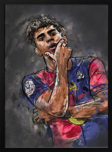 Thoughtful Soccer Player | Poster - Black Metal Frame Interior