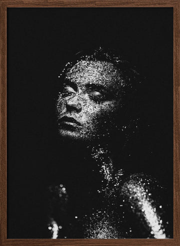 Glittering Woman Portrait | Poster - Walnut Frame Interior