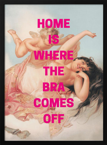 Bra Off Renaissance Humor | Poster - Black Metal Frame Interior