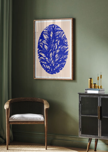 Blue Botanical Oval | Poster - Room Interior 2