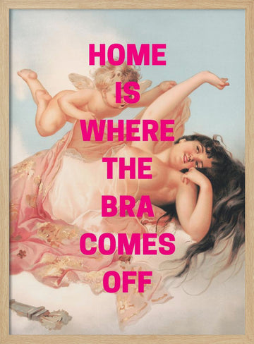 Bra Off Renaissance Humor | Poster - Wood Frame Interior