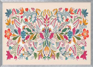 Vibrant Folk Floral | Poster - Silver Frame Interior