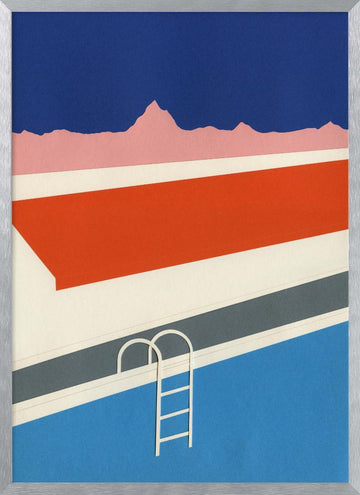 Colorful Poolside Abstract | Poster - Silver Frame Interior