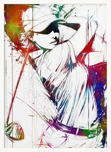 Colorful Golf Swing | Poster - White Frame Interior