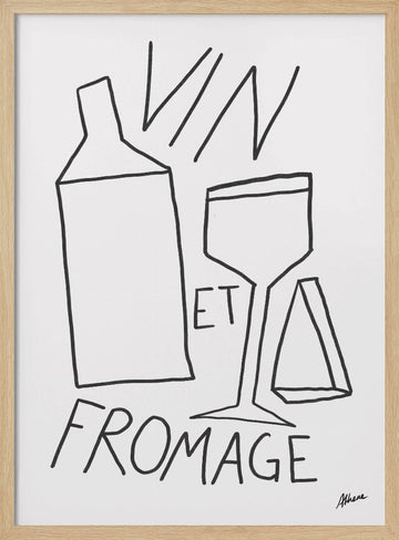 Vin et Fromage | Poster - Wood Frame Interior