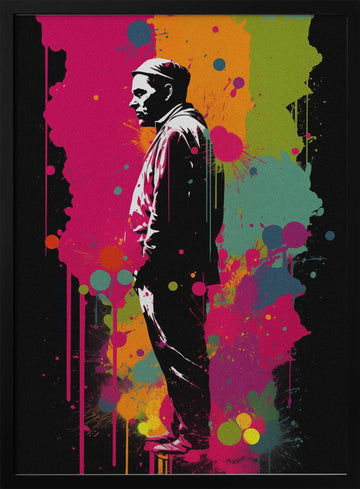 Vibrant Street Art Man | Poster - Black Metal Frame Interior