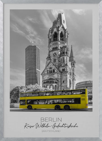 Berlin Memorial Church Bus | Poster - Silver Frame Interior