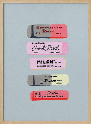 Retro Eraser Collection | Poster - Wood Frame Interior