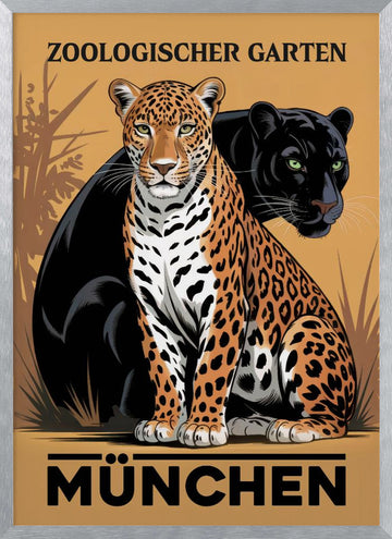 Munich Zoo Jaguar Panther | Poster - Silver Frame Interior