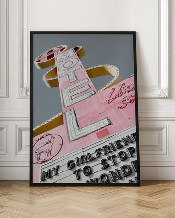 Pink Retro Motel Sign | Poster - Room Interior 1