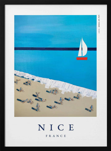 Nice Beach Day Sailboat | Poster - Black Metal Frame Interior