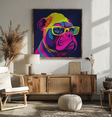 Neon Pop Art Bulldog | Poster - Room Interior 2