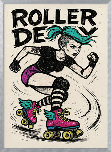 Rebel Roller Skater | Poster - Silver Frame Interior