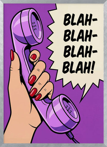 Blah Blah Retro Phone | Poster - Silver Frame Interior