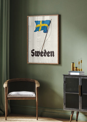 Vintage Sweden Flag | Poster - Room Interior 2