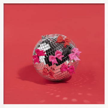 Pink Bow Disco Ball | Poster - White Frame Interior
