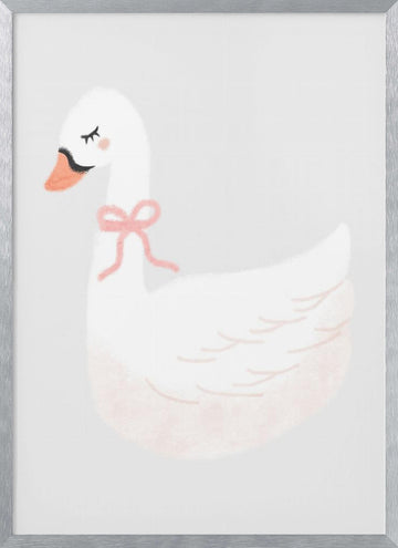 Cute Swan with Bow | Poster - Silver Frame Interior