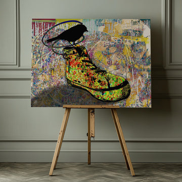 Colorful Sneaker Bird | Canvas - Room Interior 1
