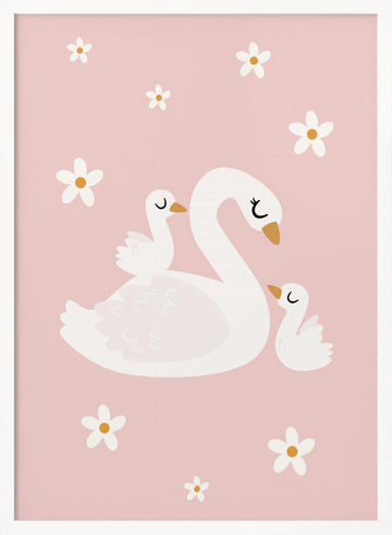 Sweet Swan Family | Poster - White Frame Interior