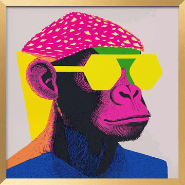 Stylish Monkey Portrait | Poster - Gold Frame Interior