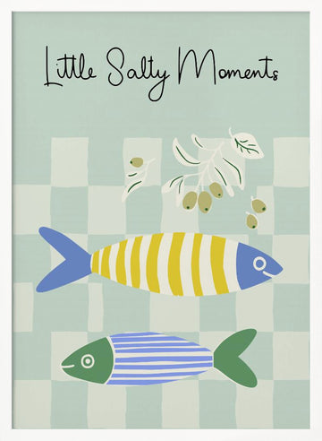 Striped Fish and Olives | Poster - White Frame Interior