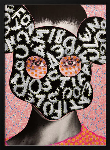 Vibrant Letter Mask Portrait | Poster - Black Metal Frame Interior
