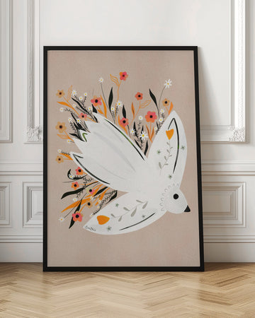 Peaceful Floral Dove | Poster - Room Interior 1