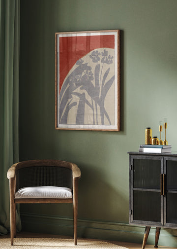 Red And Grey Botanicals | Poster - Room Interior 2
