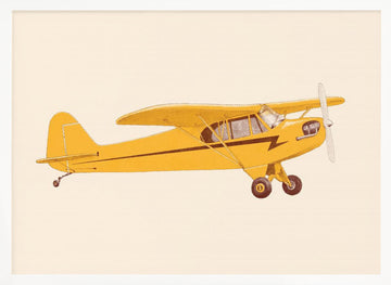 Yellow Vintage Airplane | Poster - White Frame Interior