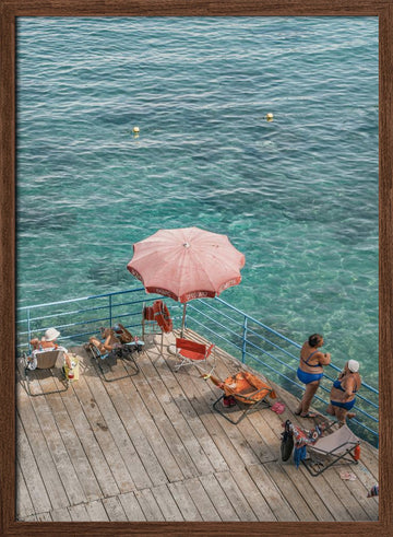 Seaside Pier Leisure | Poster - Walnut Frame Interior