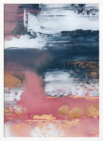Gold Blush Abstract Layers | Poster - White Frame Interior