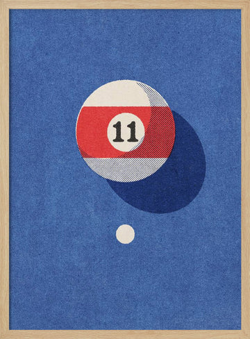 Eleven Striped Pool Ball | Poster - Wood Frame Interior