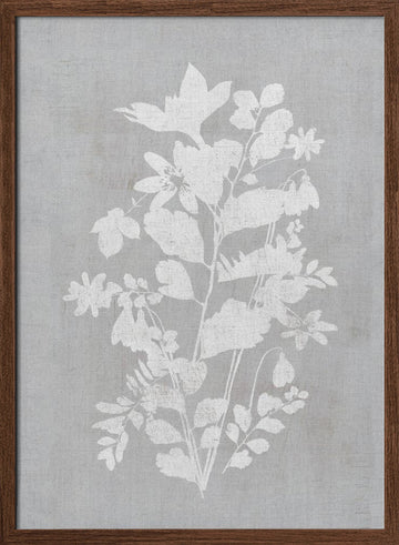 White Floral Silhouette | Poster - Walnut Frame Interior