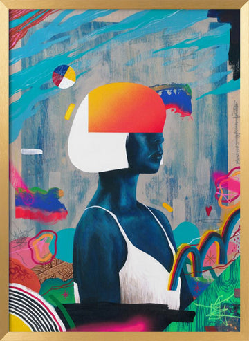 Vibrant Abstract Woman | Poster - Gold Frame Interior