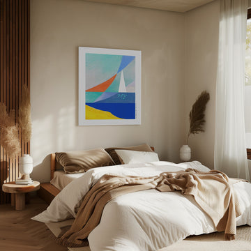Geometric Ocean Sailboat | Canvas - Room Interior 2