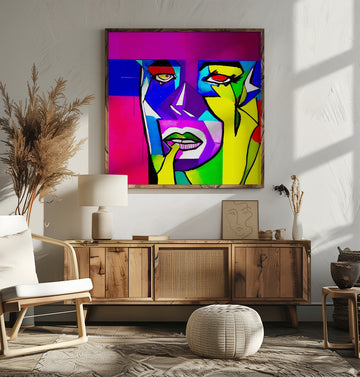Vibrant Cubist Portrait | Poster - Room Interior 2